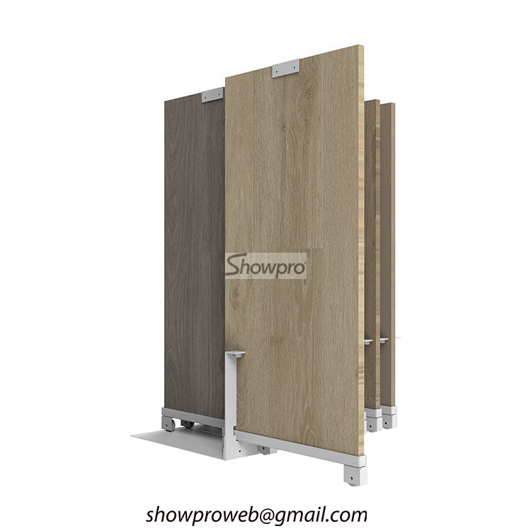 Showroom wooden tiles sliding display stand