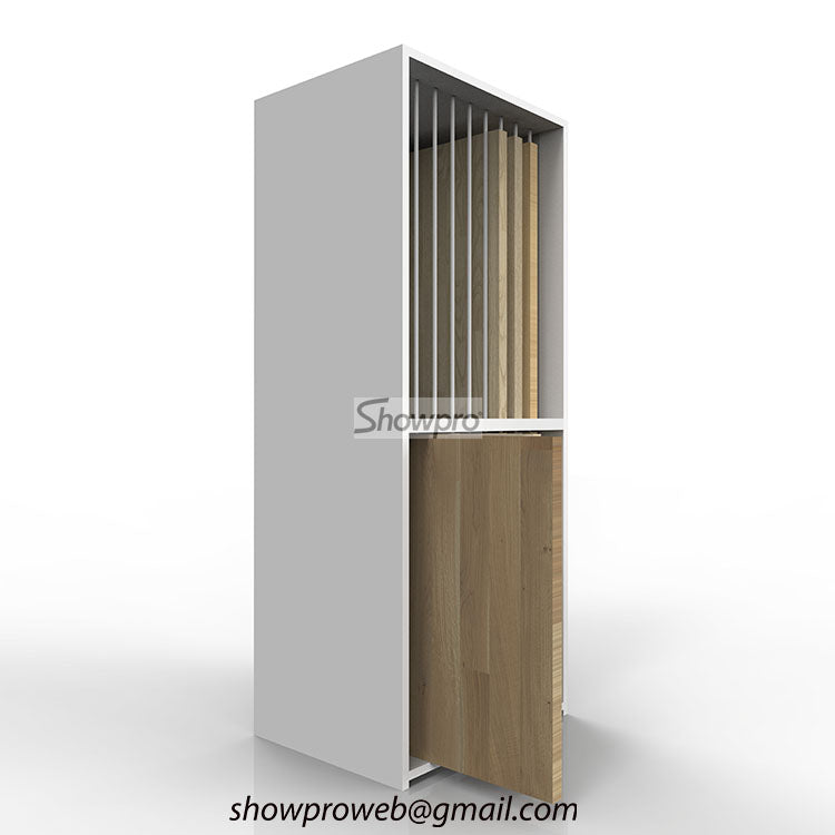 Hardwood tiles display cabinet for retailers
