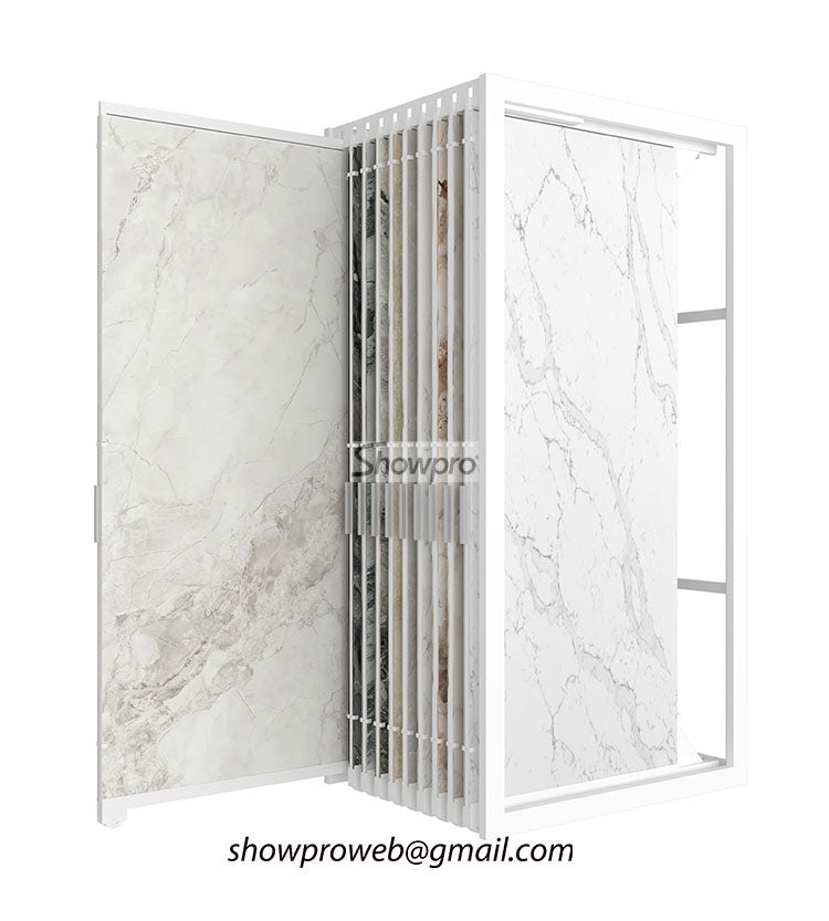 Heavy-duty sliding rack for large format porcelain slabs