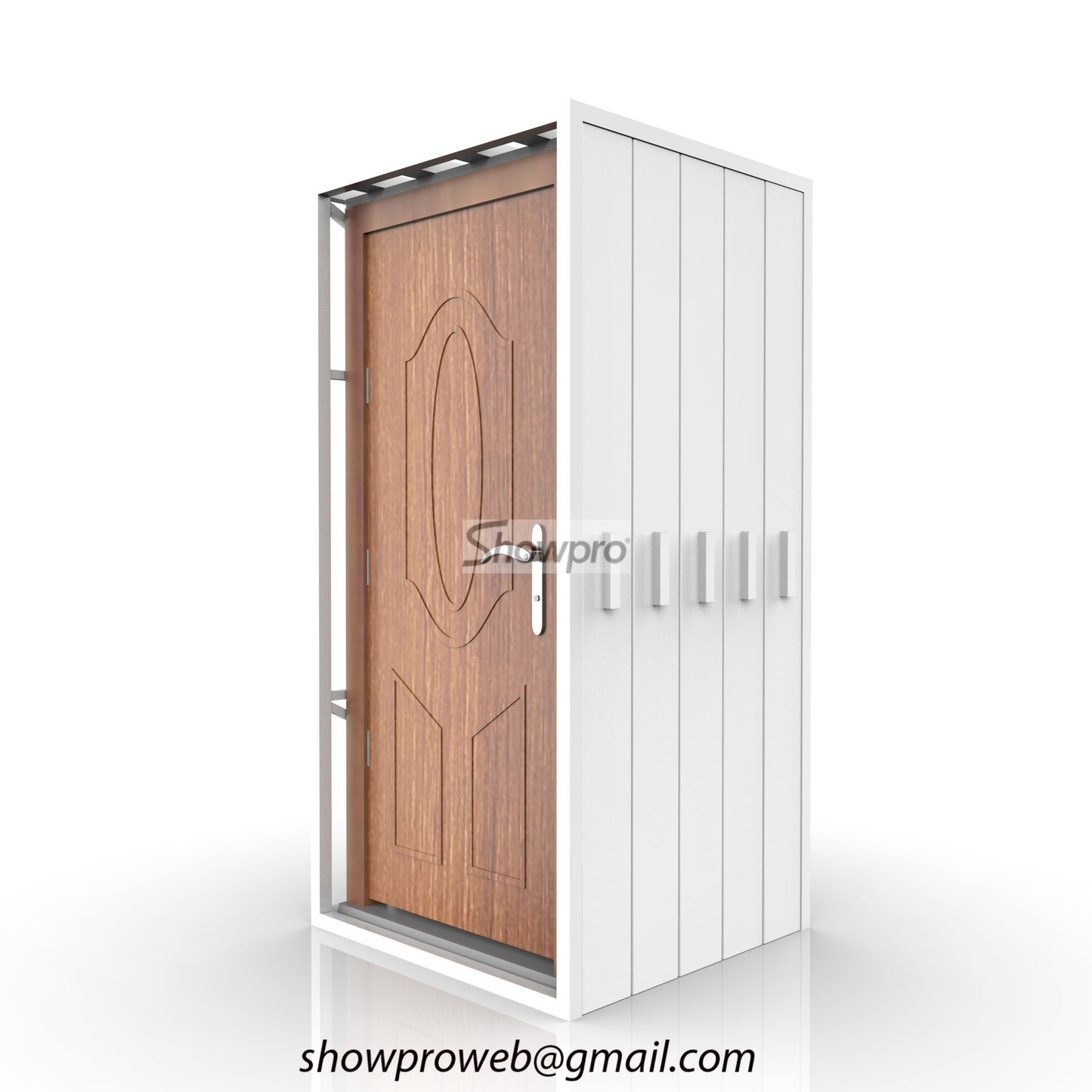 wood doors push pull display stand door storage rack