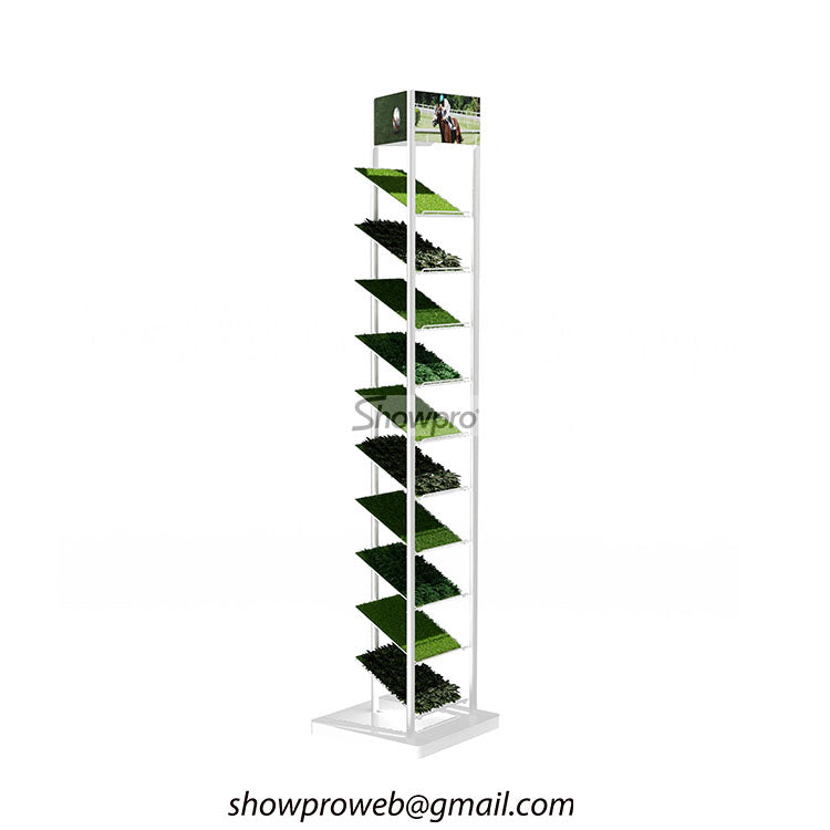 Custom retail shop metal turf grass sample display stand