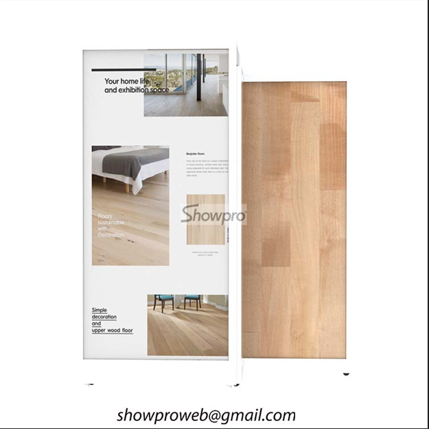 custom wooden floor sample display racks for showrooms