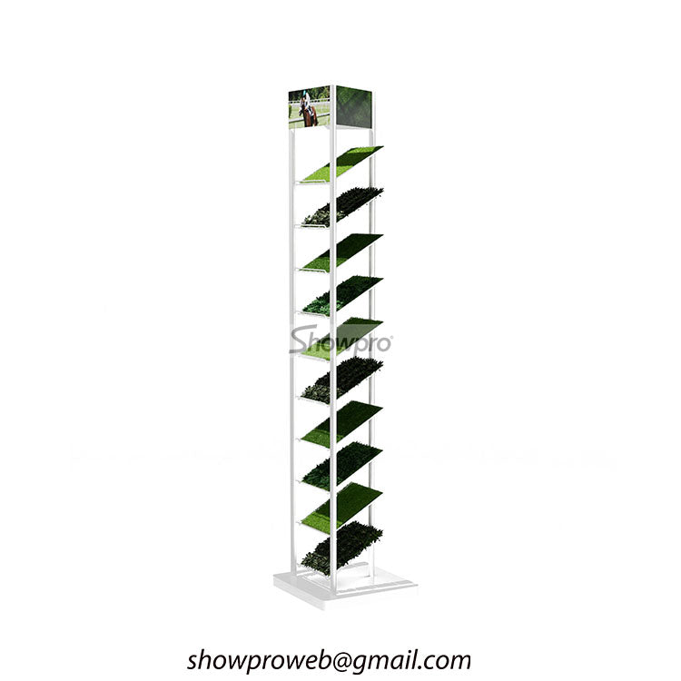 Custom retail shop metal turf grass sample display stand
