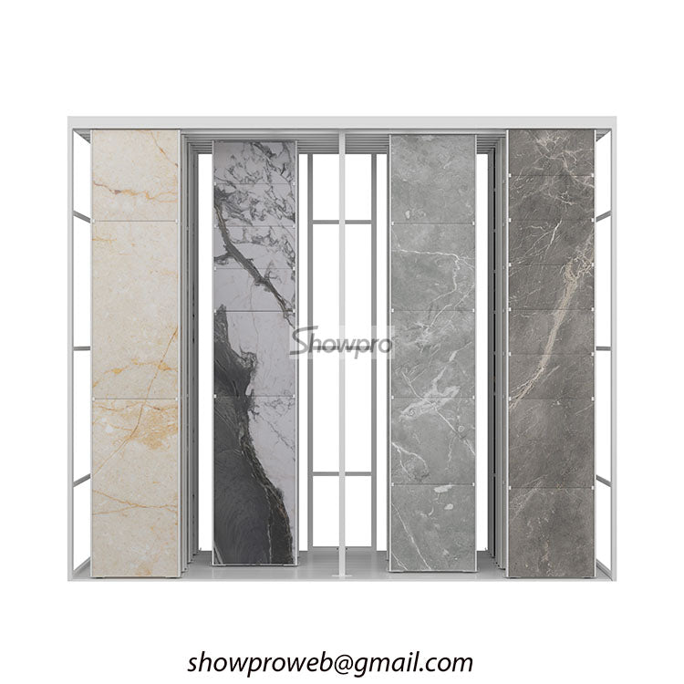 Custom tiles display rack large sliding display stand