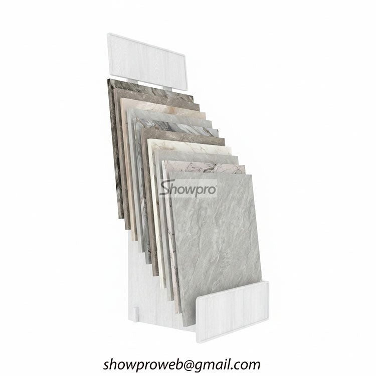 Simple vertical slot tile sample display rack