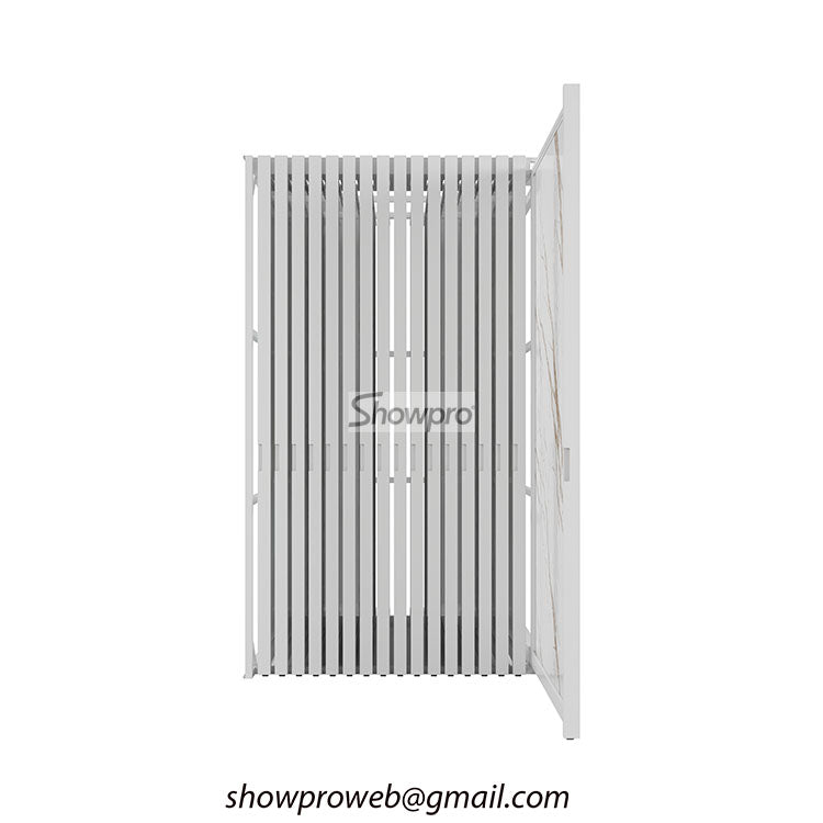 marble slab stand quartz sample display ideas