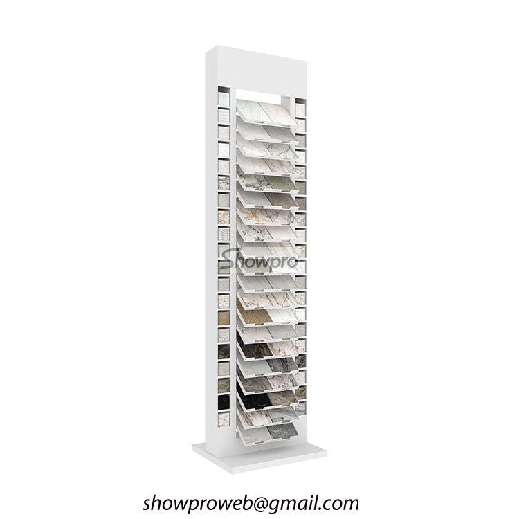 Freestanding quartz sample display towers for showrooms
