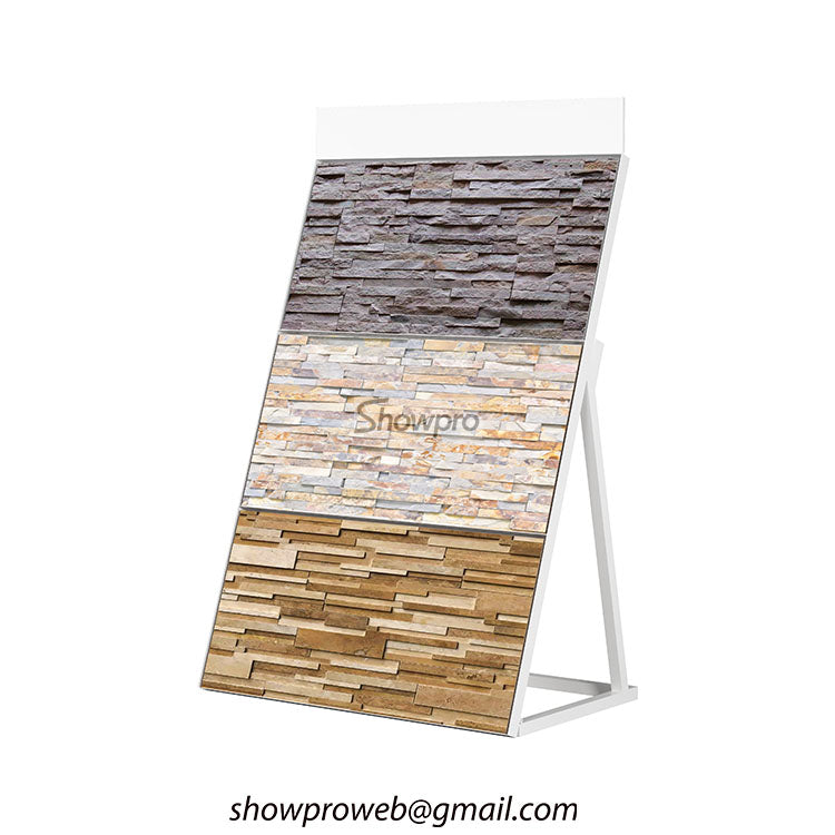 Space-saving ledger stone display for small showrooms