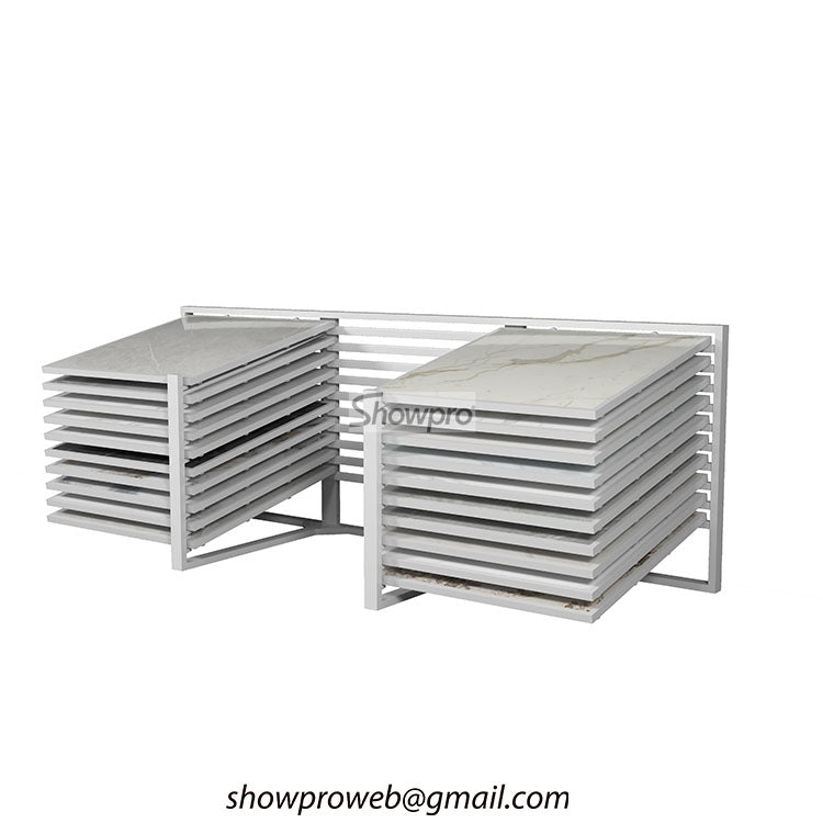 Smooth glide horizontal sliding tile display system