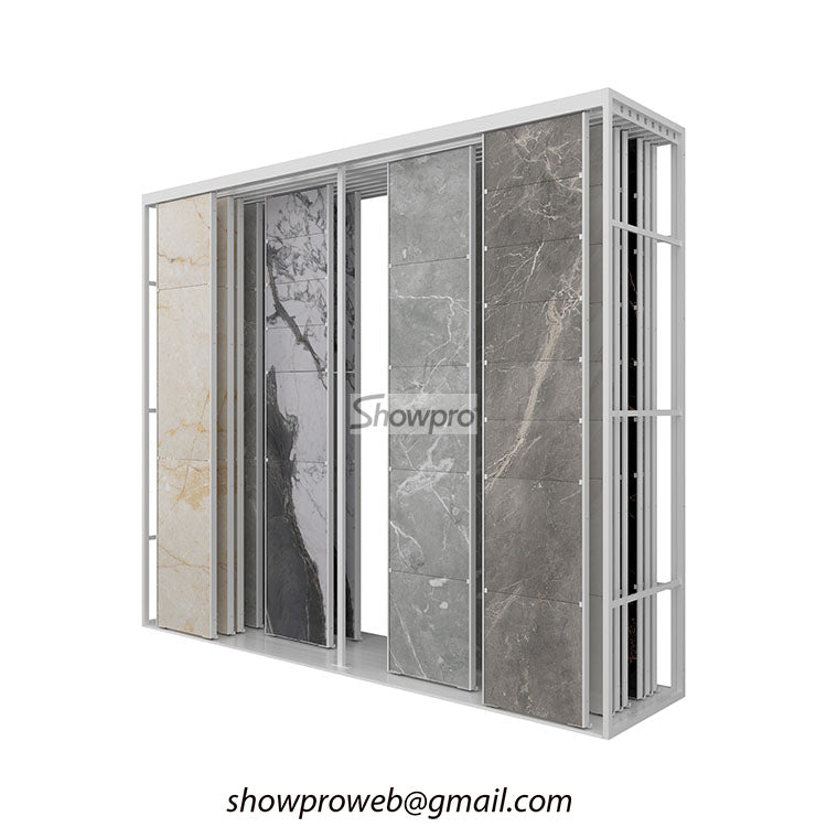 Custom tiles display rack large sliding display stand