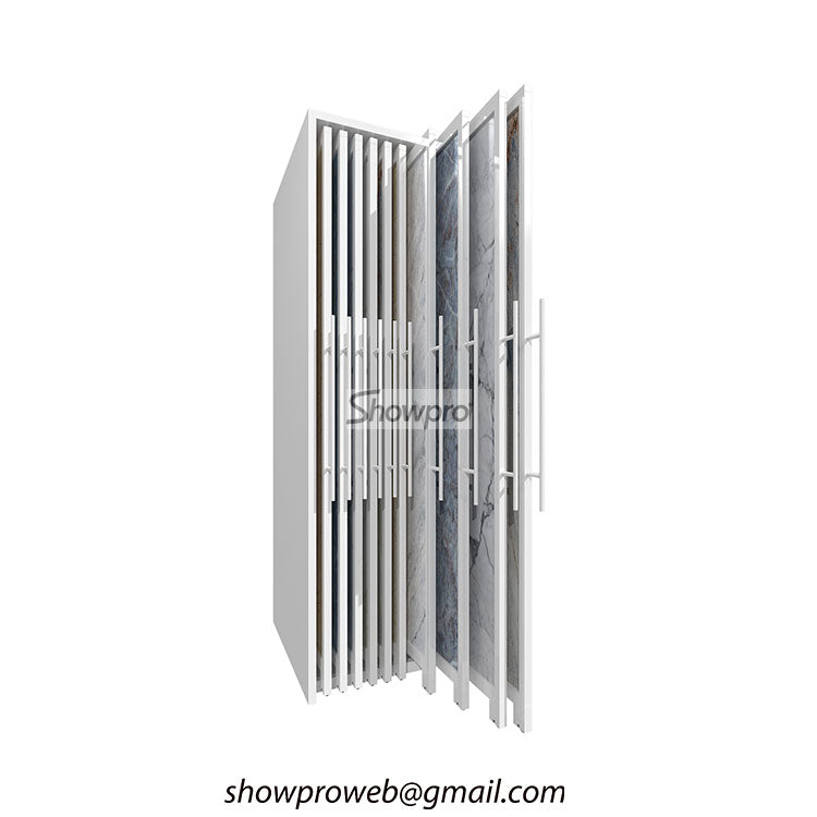 Double-sided sliding tile wing display