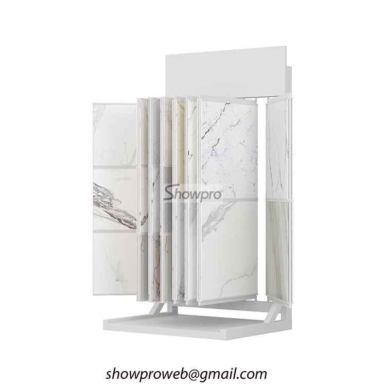 Page turning tiles display stand stone display ideas