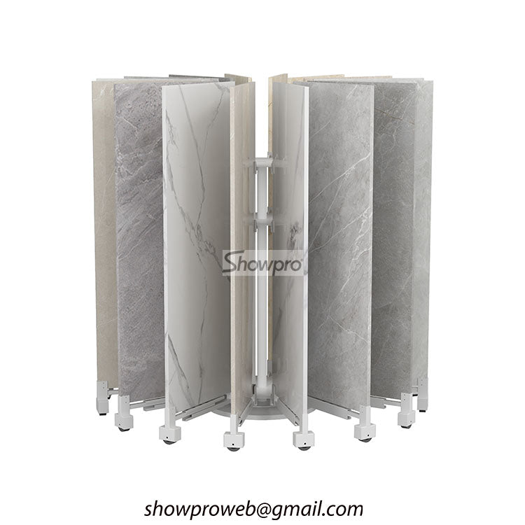 sample stone flip display stand with wheels