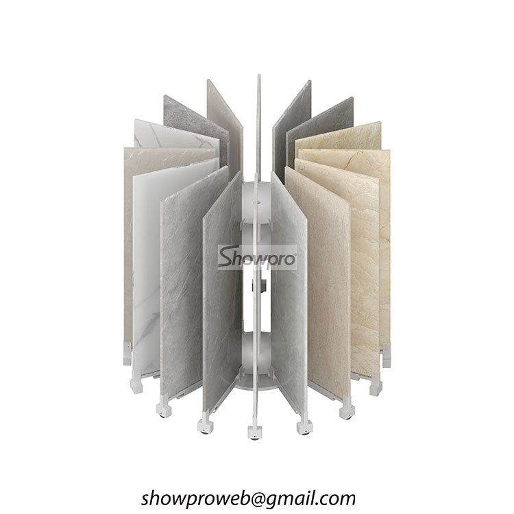 sample stone flip display stand with wheels