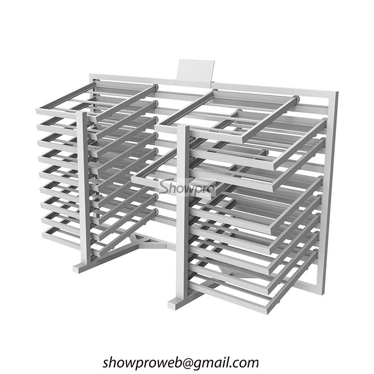 Showroom horizontally slide tiles display racks