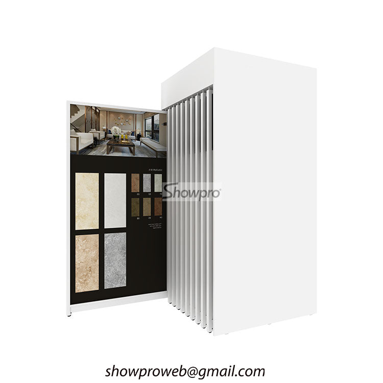 Custom branded tile sliding display units for wholesalers