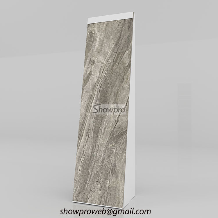 Heavy-duty display stand for large format porcelain slabs