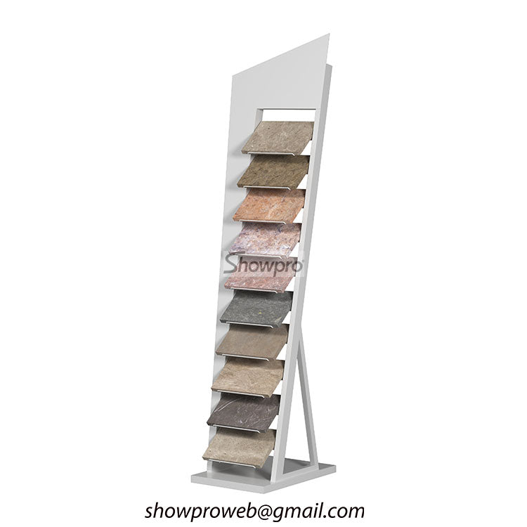 Exterior paver display rack for outdoor stone samples