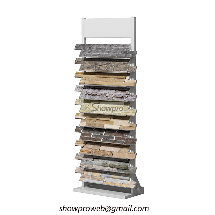 Cultural stone sample tower for kitchen showrooms