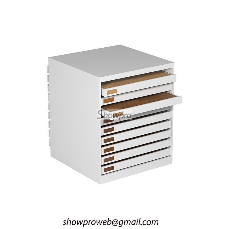 wooden tiles storage cabinet floor display solution