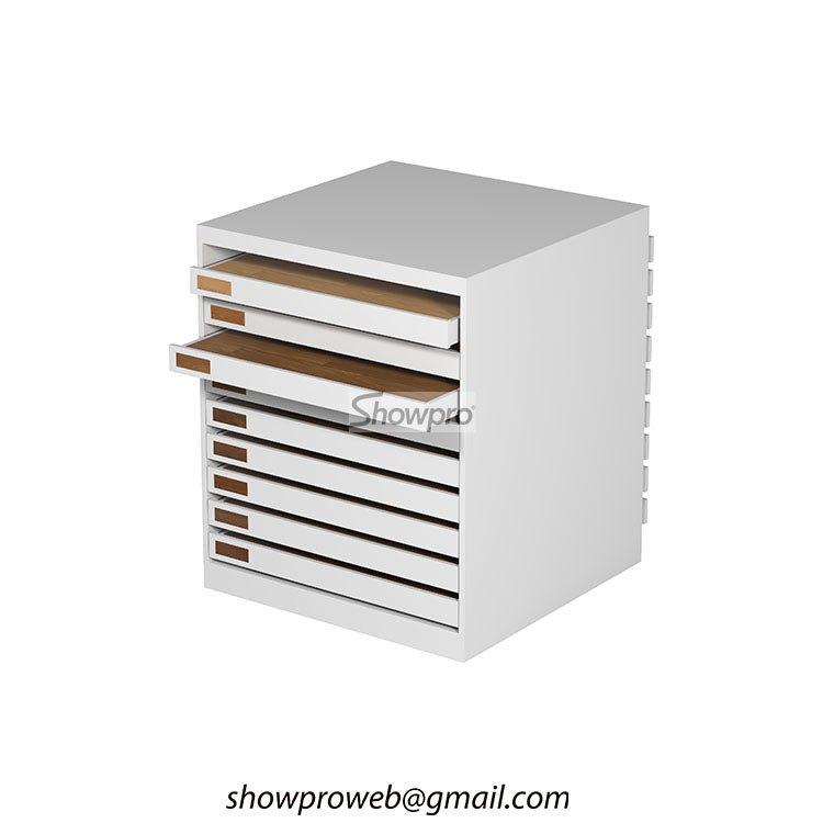 wooden tiles storage cabinet floor display solution