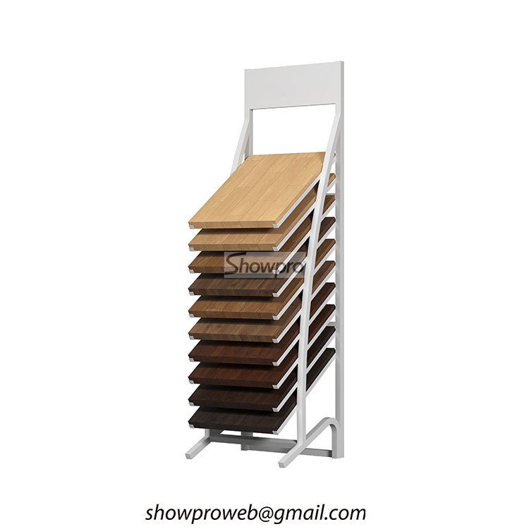 Vertical wooden flooring display stand wholesale