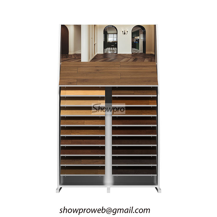 wooden tile display stand wooden floor display