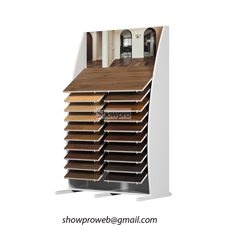 wooden tile display stand wooden floor display