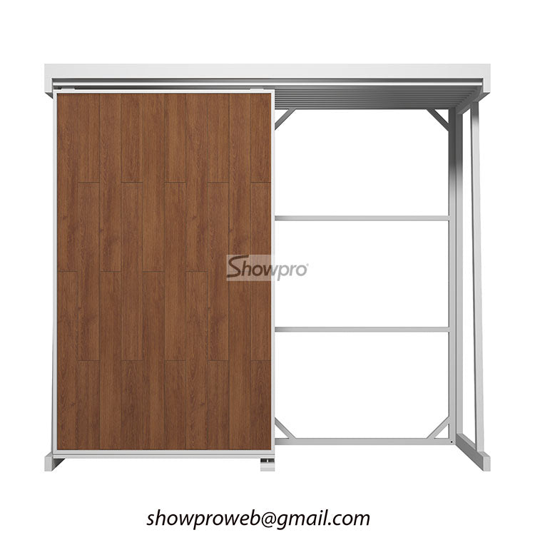 wooden tile sliding display stand floor displays