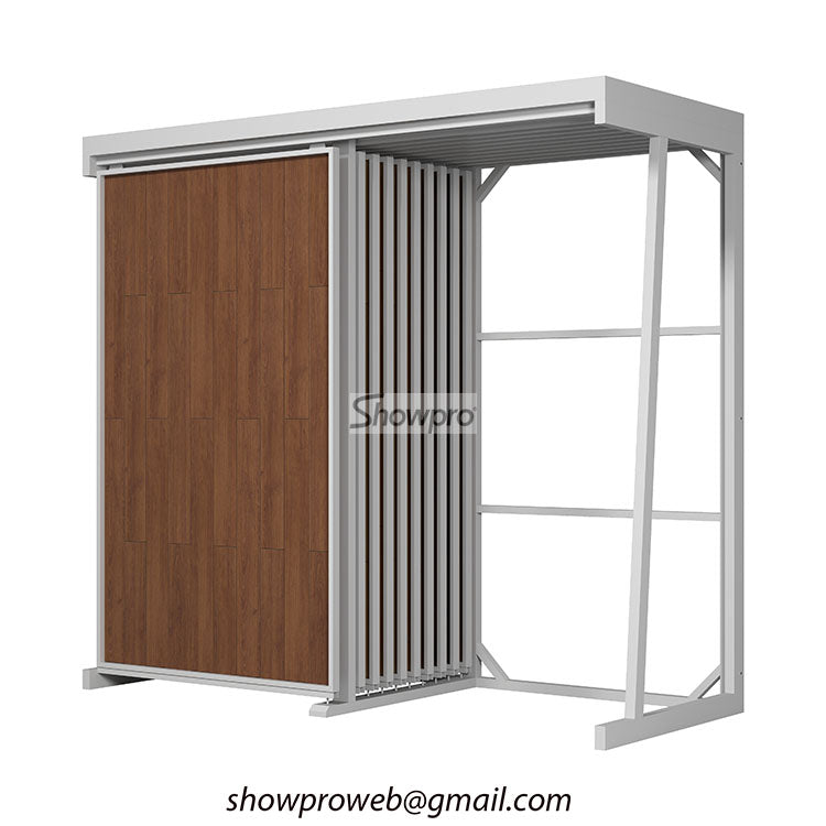 wooden tile sliding display stand floor displays