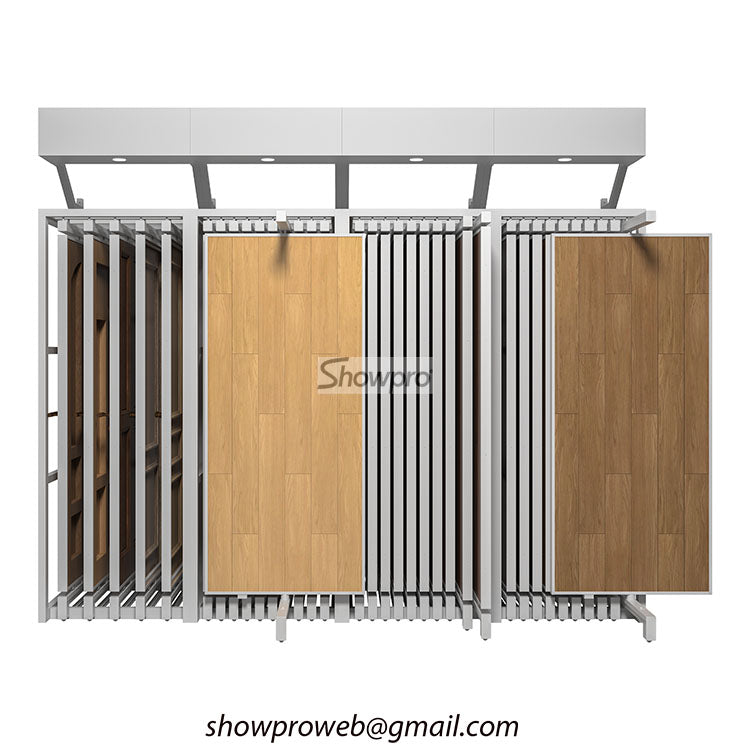 wood tile sliding display stand wood floor rotating displays