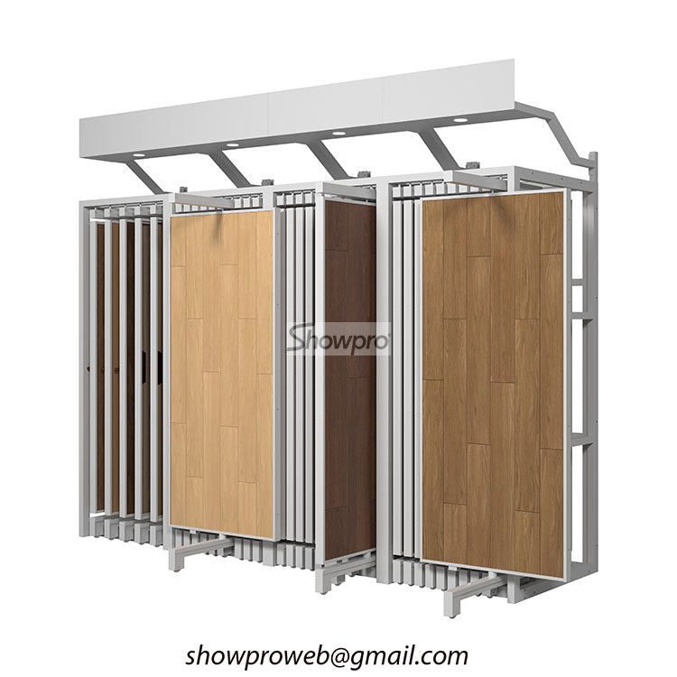 wood tile sliding display stand wood floor rotating displays