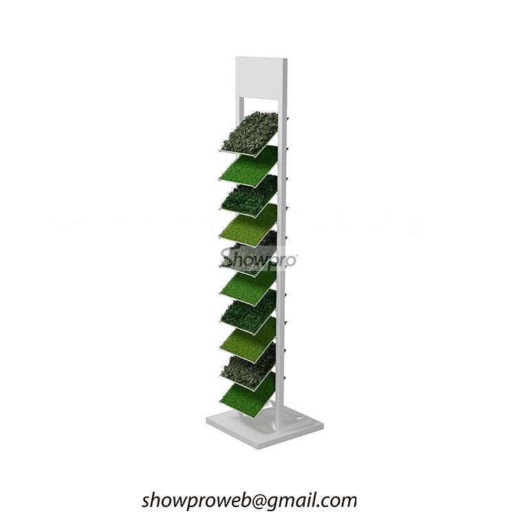 Artificial grass metal display stand