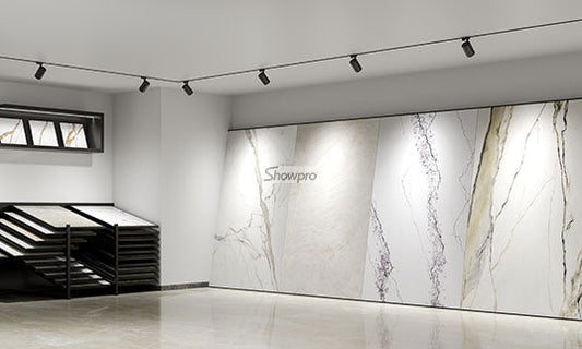 How to display large tiles in a small showroom?