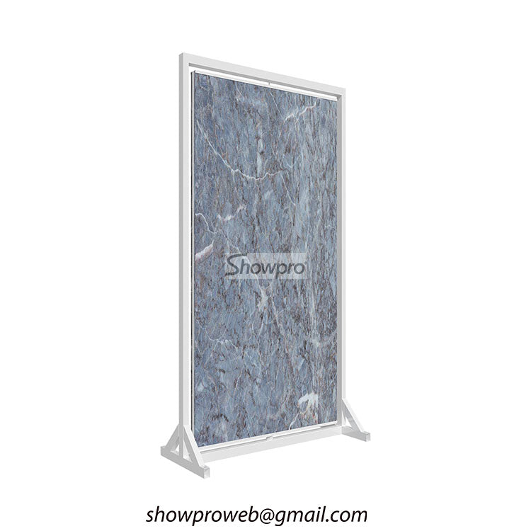 Space-saving vertical rotating tile display stands