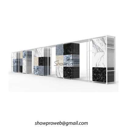 Smooth-glide slab display system for natural stone