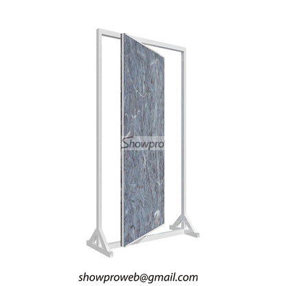 Space-saving vertical rotating tile display stands
