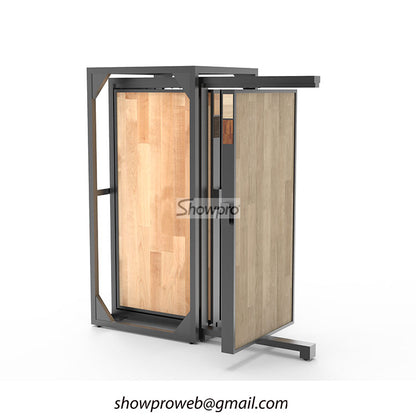 Rustic wooden tile display racks for showrooms