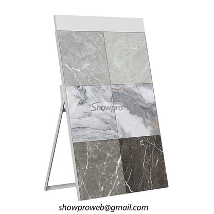 Easy-to-assemble tile display racks for exhibition booths