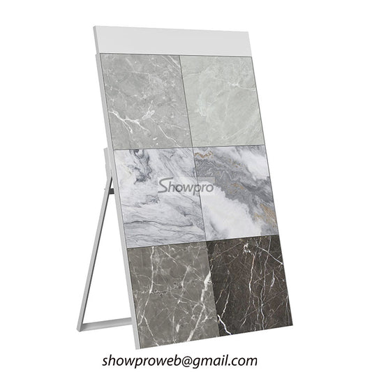 Easy-to-assemble tile display racks for exhibition booths