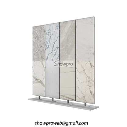 Metal rotating rack for large format porcelain tiles