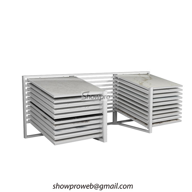 Smooth glide horizontal sliding tile display system