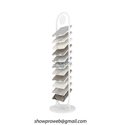 Space-saving vertical tile display for small showrooms