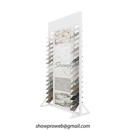 Freestanding double-sided tile rack for open floor plans