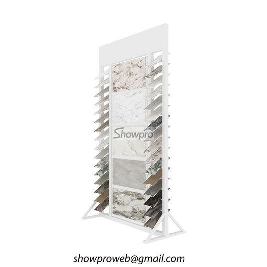 Freestanding double-sided tile rack for open floor plans