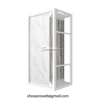 Heavy-duty sliding rack for large format porcelain slabs