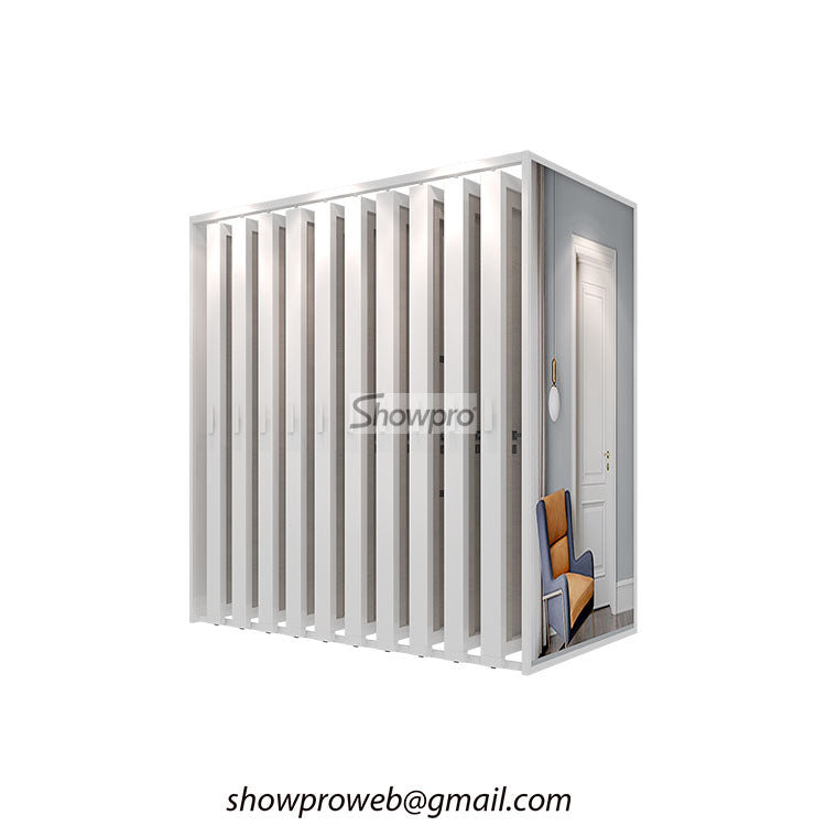 Metal display stand for sample doors