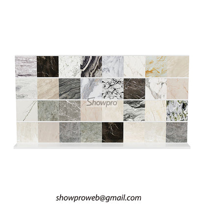 Custom-made tile display racks with brand logo