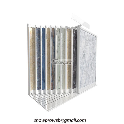 Smooth-glide tile display rack