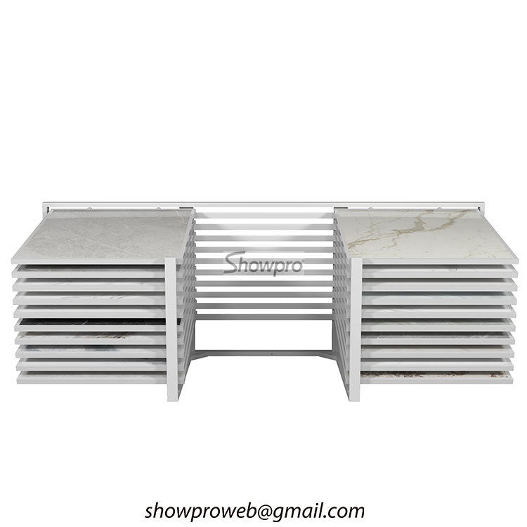 Smooth glide horizontal sliding tile display system